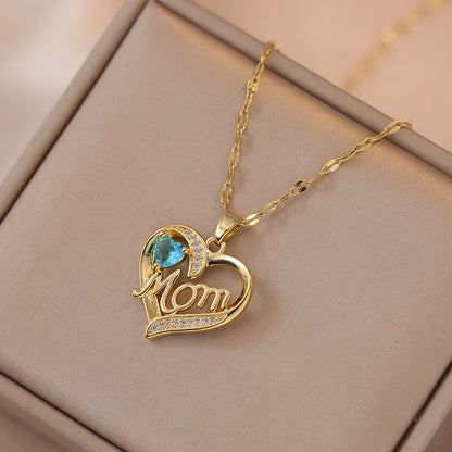 Mother's Day Jewelry High Grade Zircon Heart Flower Pendant Necklaces