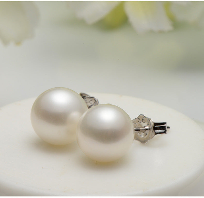 Silver Needle Natural Freshwater Pearl Earrings