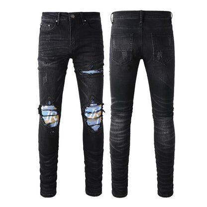 Street Washing Craft Letter Patch Jeans