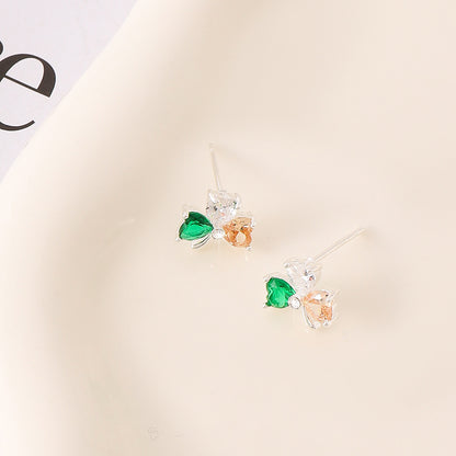 Crystal Heartclover Flower Earrings