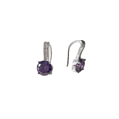 Four-claw Gem Purple Stone Earrings