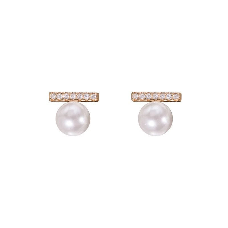 Inlaid Zircon Pearl Earrings