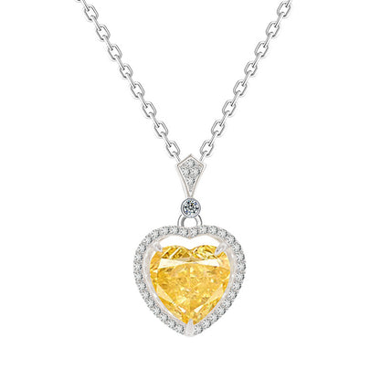 Yellow Diamond Sterling Silver Necklace For Girls