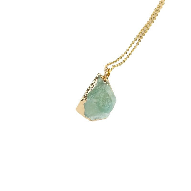 Natural Stone Irregular Crystal Electroplated Gilding Pendant