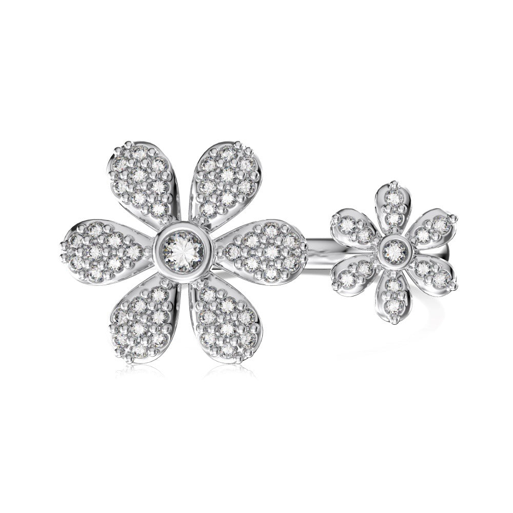 Micro-inlaid Zirconium Flower Open Rings