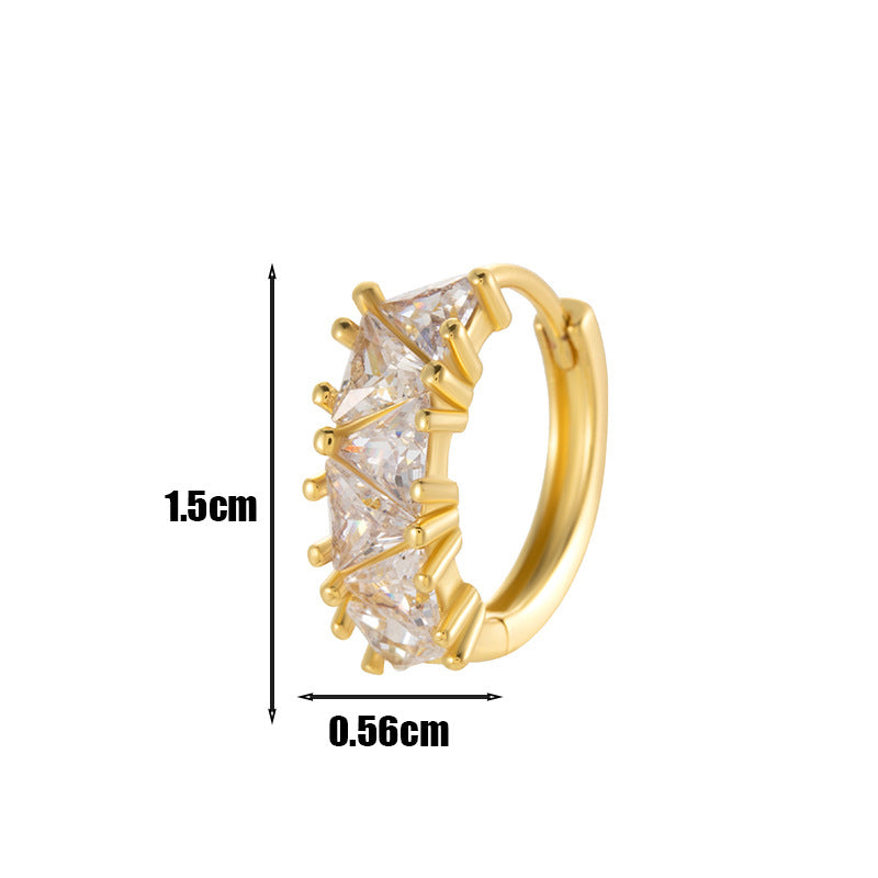 Copper Inlaid Zircon Cartilage Ear Studs Single