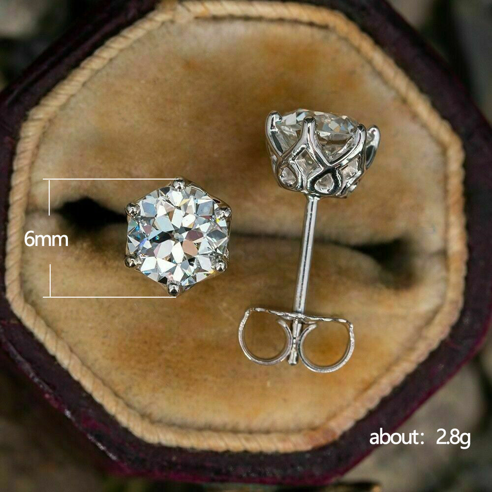 Classic Six-claw Single Zircon Diamond Ear Studs