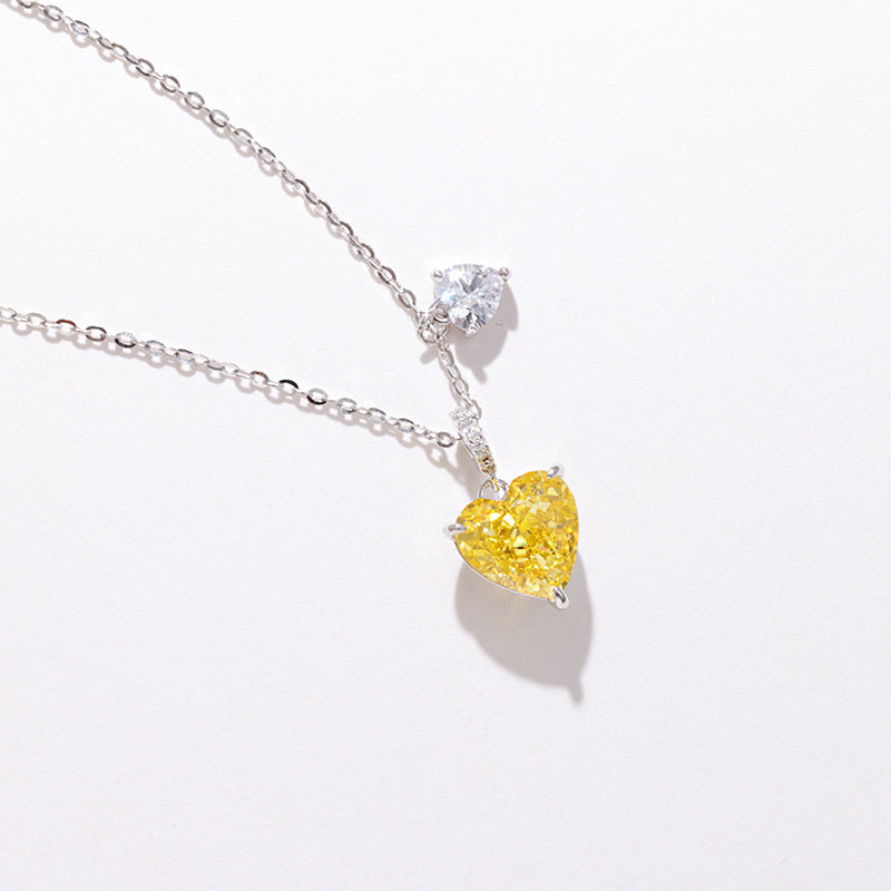 Heart Necklace Cold Wind Simple Personality Yellow Diamond