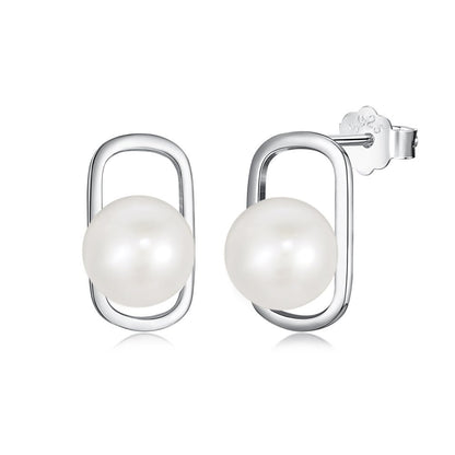 Silver Needle Freshwater Pearl Ear Studs