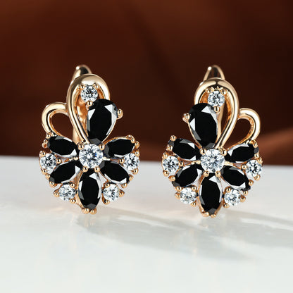 Colorful Zircon Flower Earrings