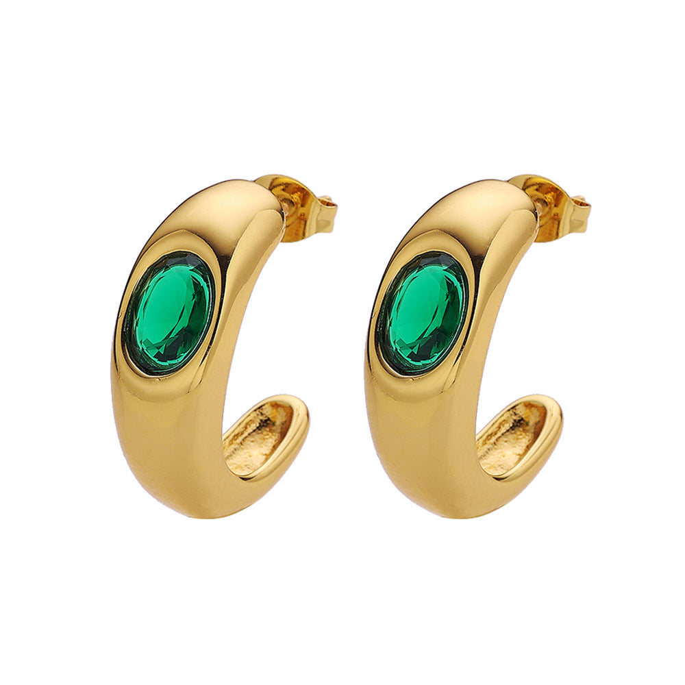 Emerald Zircon Stud Earrings