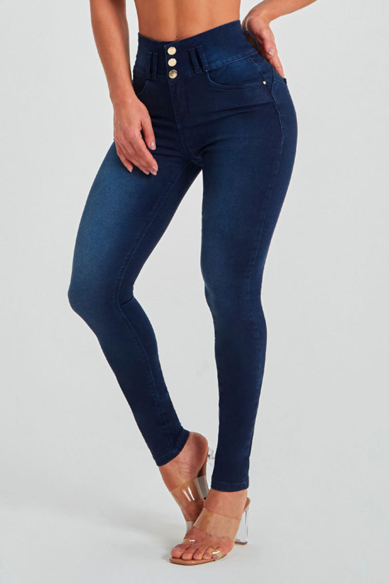 High Waist Tight Stretch Shaping And Hip Lifting Jeans