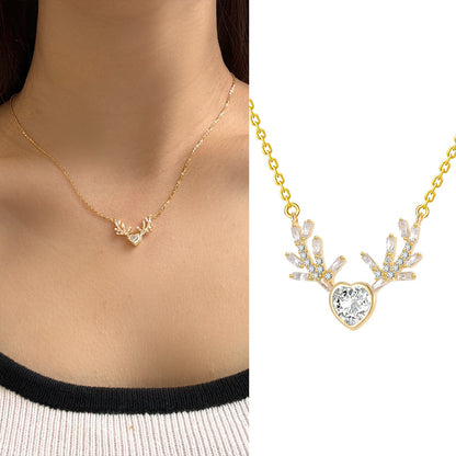 Little Deer Zircon Pendant Clavicle Chain Necklaces