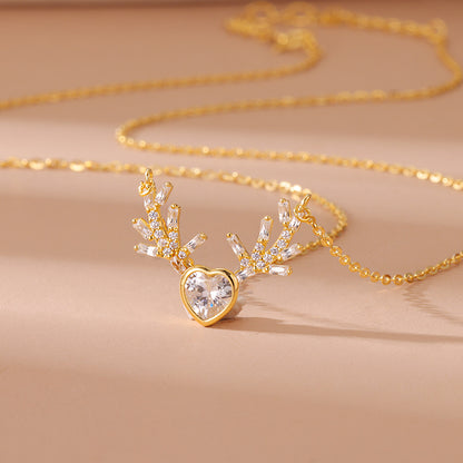 Little Deer Zircon Pendant Clavicle Chain Necklaces