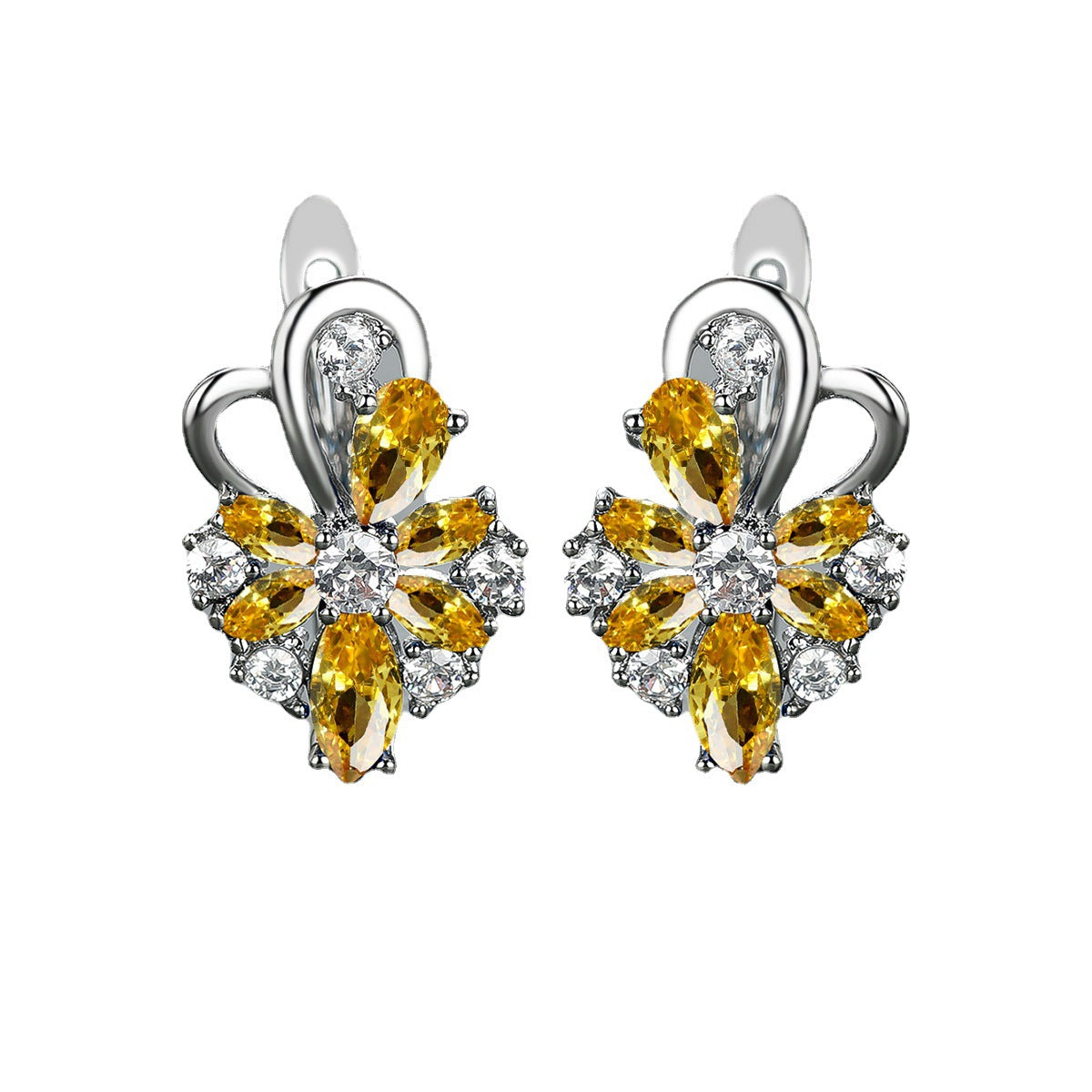 Colorful Zircon Flower Earrings