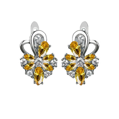 Colorful Zircon Flower Earrings