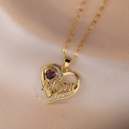 Mother's Day Jewelry High Grade Zircon Heart Flower Pendant Necklaces