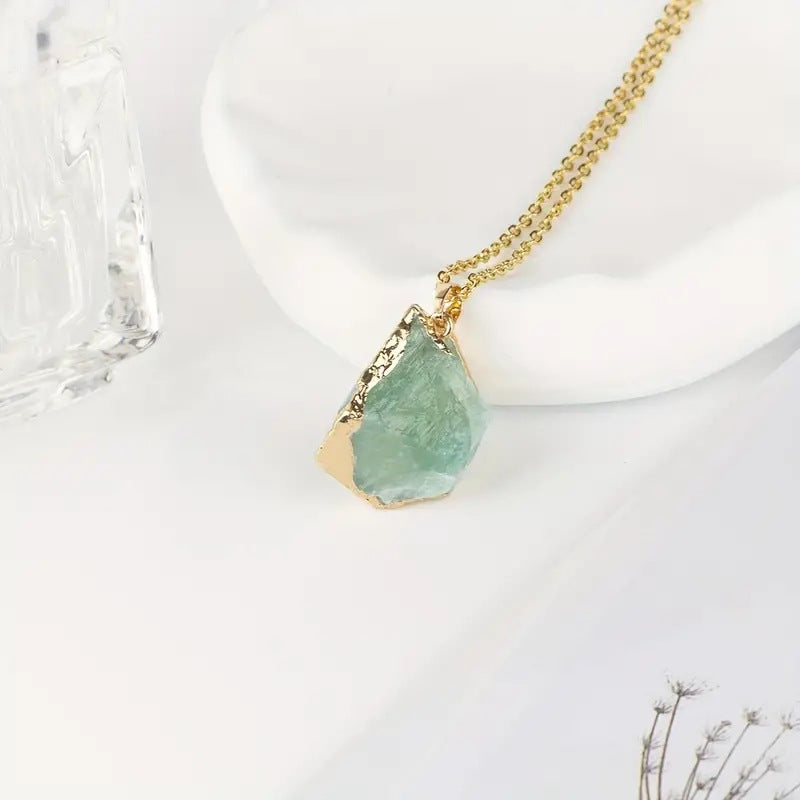 Natural Stone Irregular Crystal Electroplated Gilding Pendant