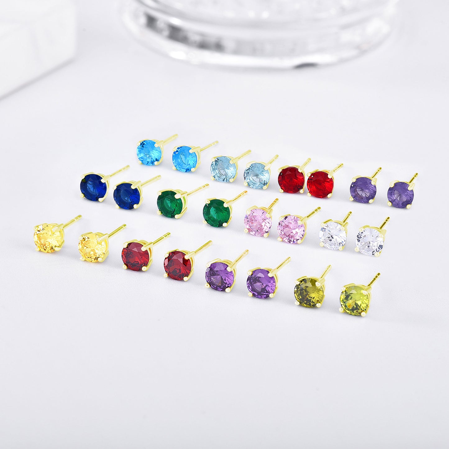 Coloured Zircon Stud Earrings