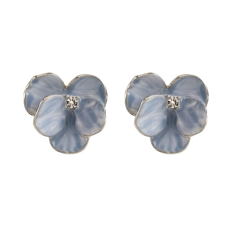 Blue Vintage Iris Tectorum Flower Phalaenopsis Stud Earrings