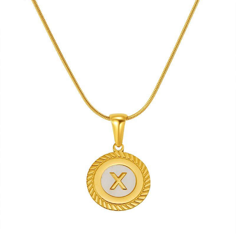 26 Letter Pendant 18K Steel Necklaces