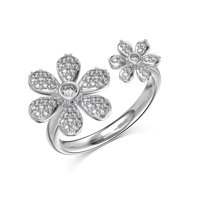 Micro-inlaid Zirconium Flower Open Rings