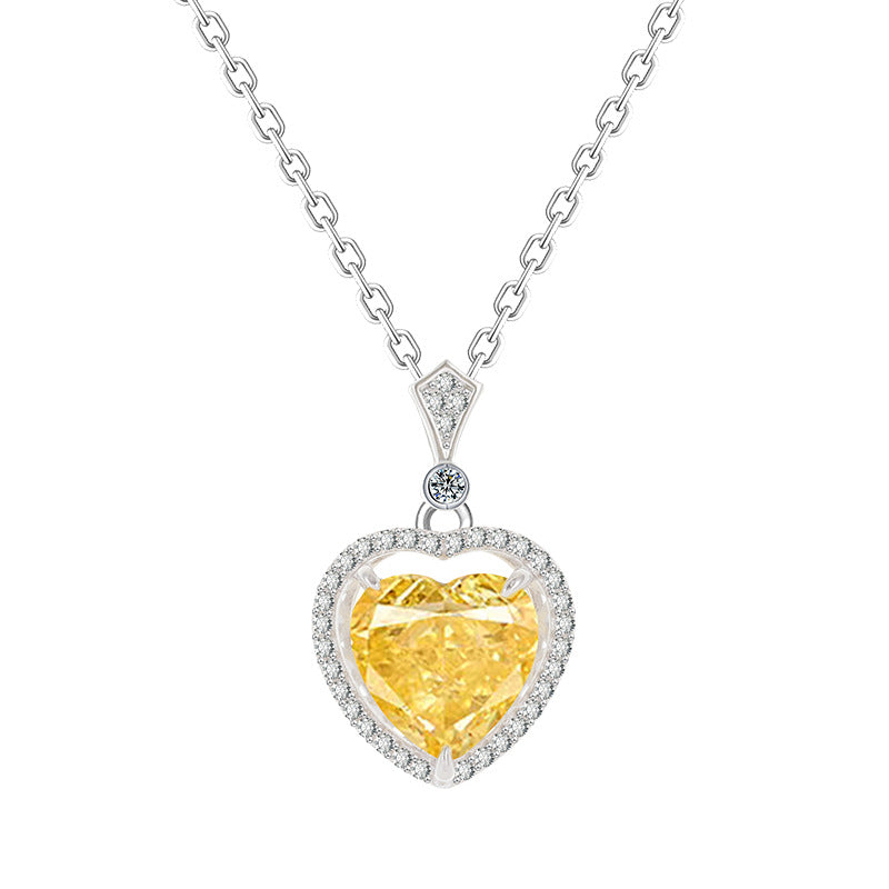 Yellow Diamond Sterling Silver Necklace For Girls