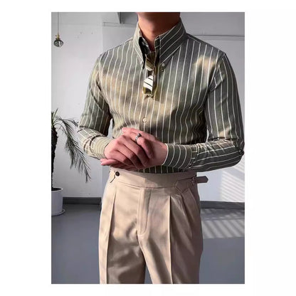 Spring Leisure Business Long Sleeve Striped Shirts