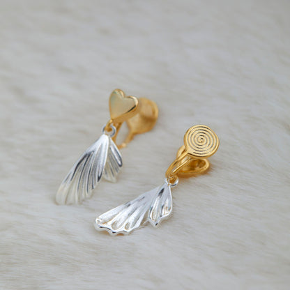 Gold And Silver Contrast Color Love Fishtail Earrings