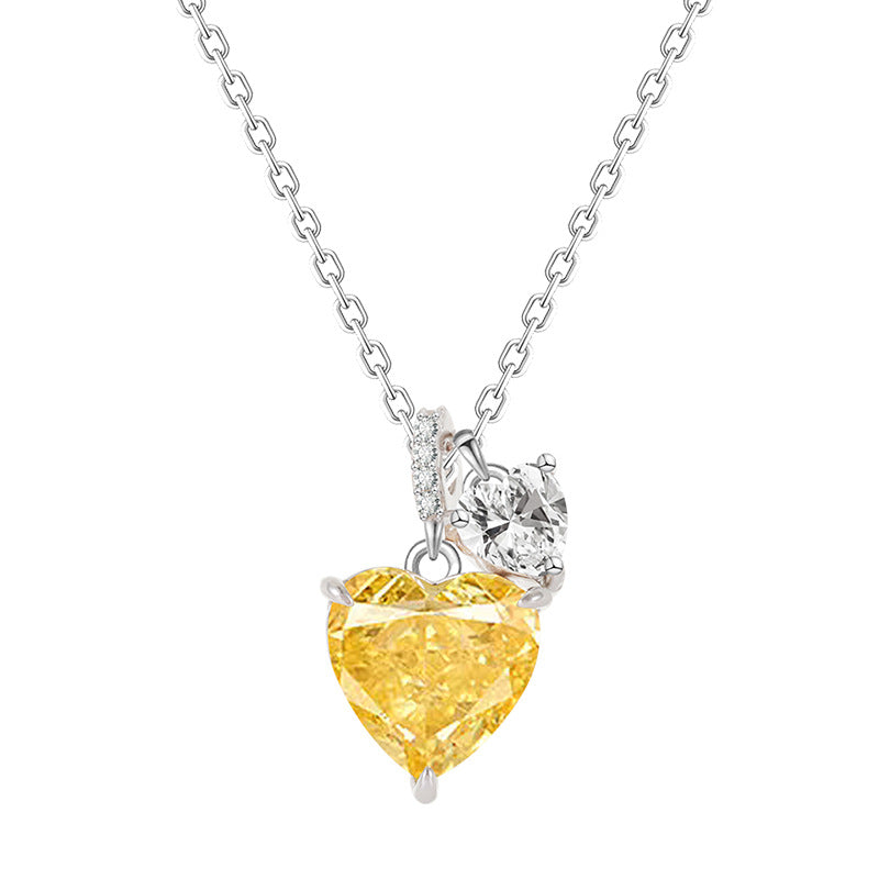 Heart Necklace Cold Wind Simple Personality Yellow Diamond