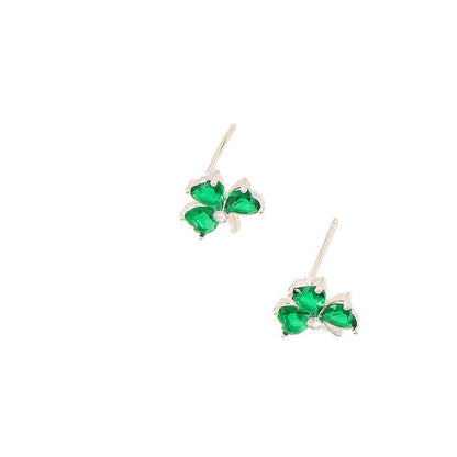 Crystal Heartclover Flower Earrings