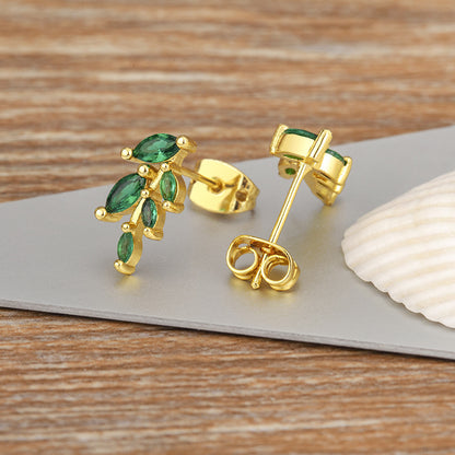 Green Leaf Zircon Earrings