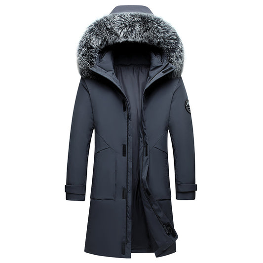 Fox Fur Collar Men's Coats Hooded