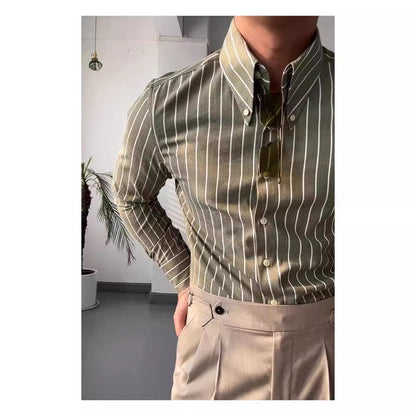 Spring Leisure Business Long Sleeve Striped Shirts