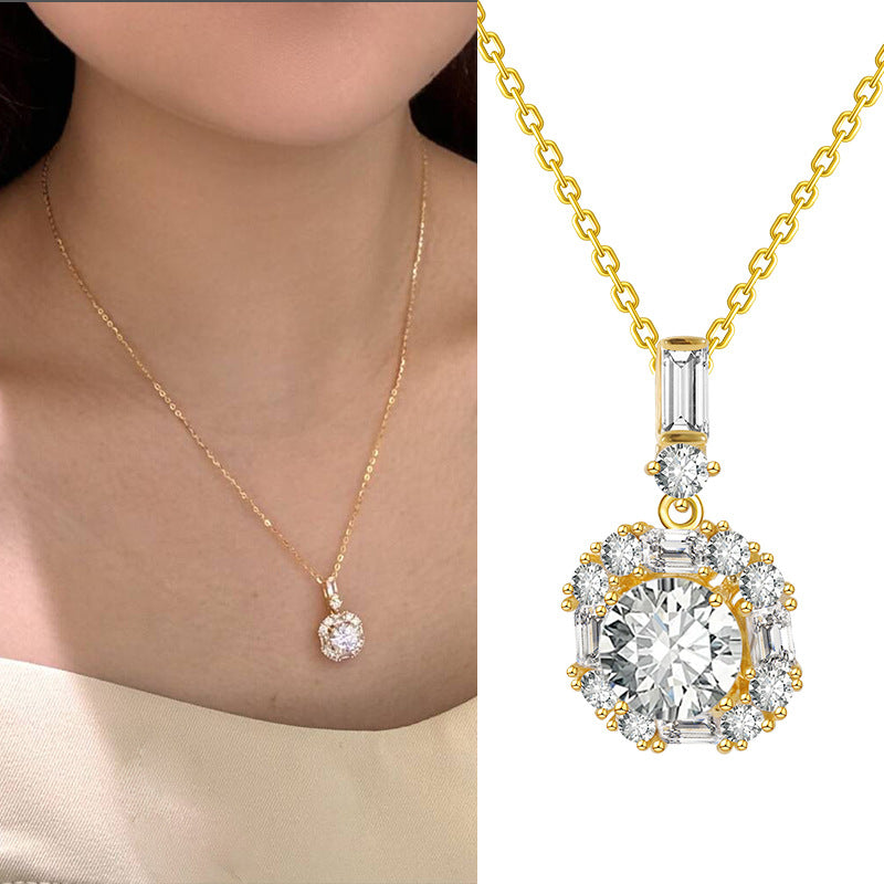 Geometric Round Zircon Necklace