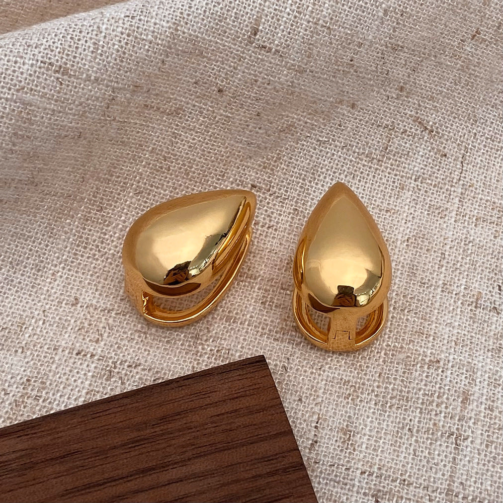 Brushed Metal Stud Earrings Vintage Ear Clips