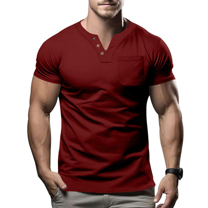 Casual T-shirts V-neck Slim Men's Short Sleeve