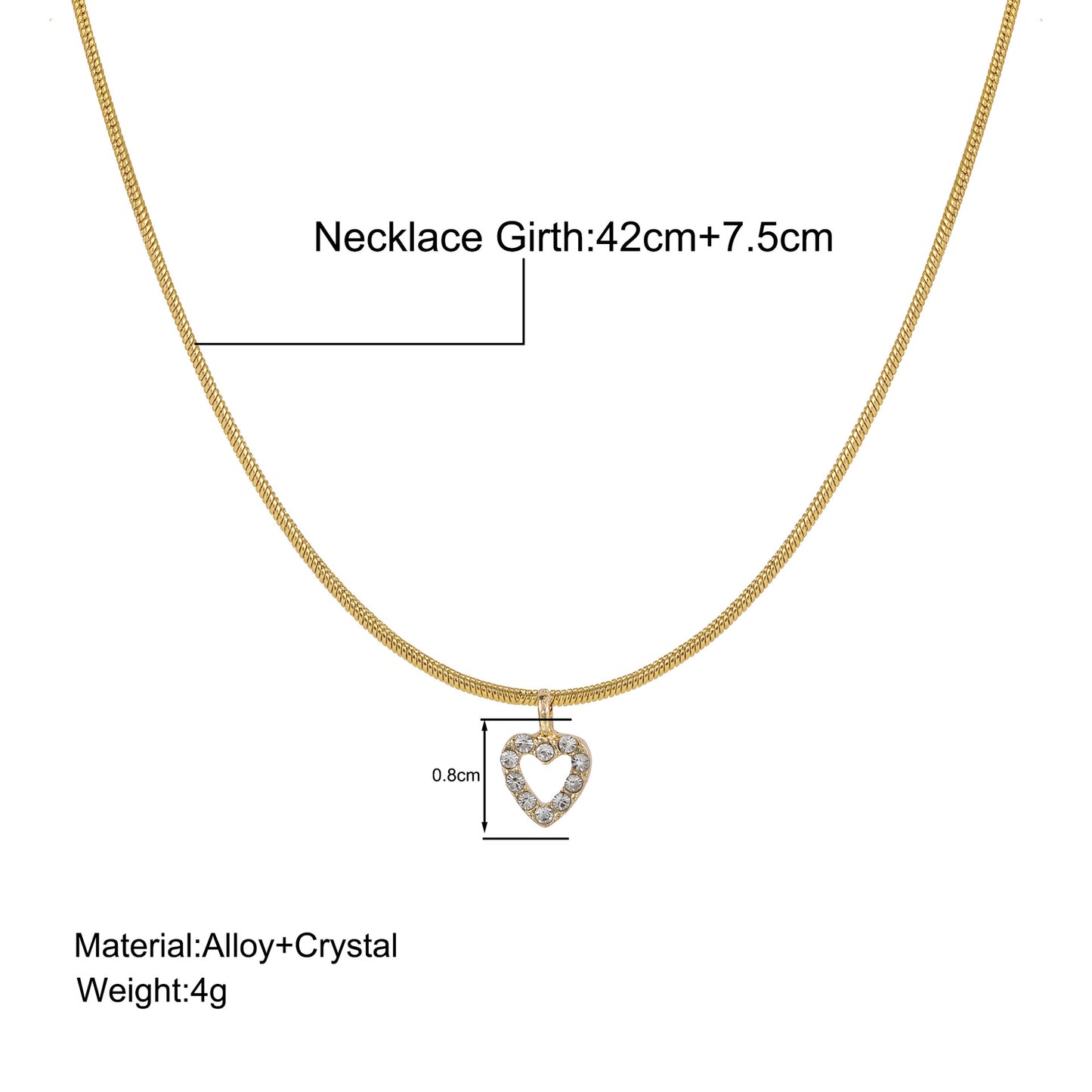 Zircon Peach Heart Pendant Necklaces