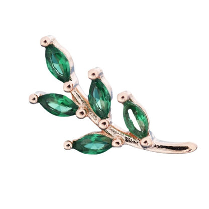 Emerald Leaves Ear Studs Olive Earrings