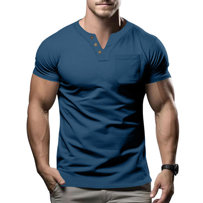 Casual T-shirts V-neck Slim Men's Short Sleeve