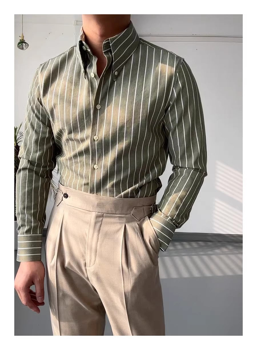 Spring Leisure Business Long Sleeve Striped Shirts