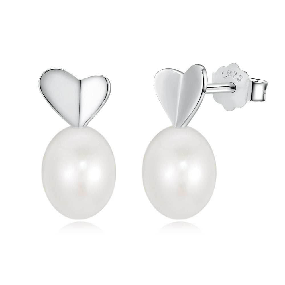 Silver Needle Freshwater Pearl Ear Studs