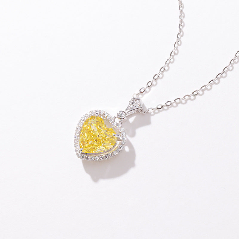 Yellow Diamond Sterling Silver Necklace For Girls