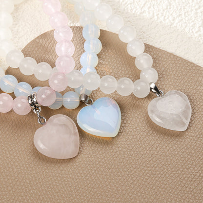 Crystal Agate Heart Bracelet Semi-precious Stone