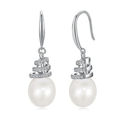 Silver Needle Freshwater Pearl Ear Studs