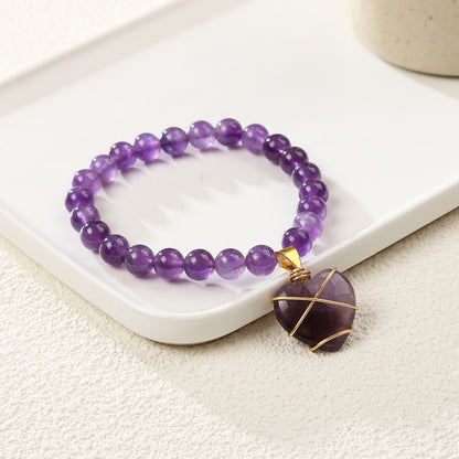 Crystal Agate Heart Bracelet Semi-precious Stone