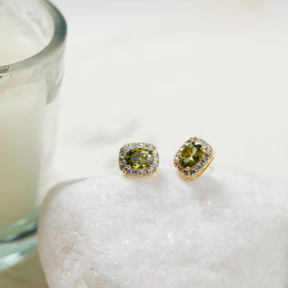 Olive Green Gemstone Earrings