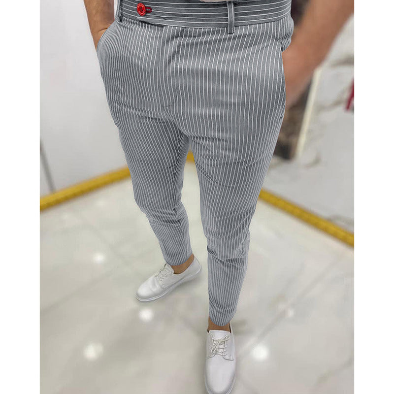 Thin Striped Slim Casual Pants Men