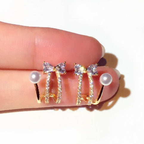 Bow Pearl Stud Earrings