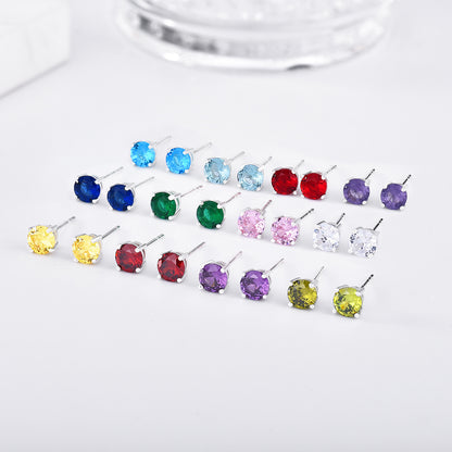 Coloured Zircon Stud Earrings